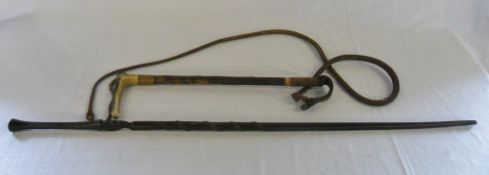 African ebony carved walking stick & hun