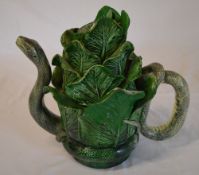 Portuguese Palissy ware style teapot in