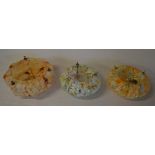 3 coloured glass light shades