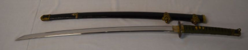 Japanese katana with lacquered wood and