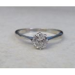18ct white gold solitaire diamond ring approx 0.40 ct size K/L