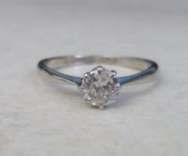 18ct white gold solitaire diamond ring approx 0.40 ct size K/L
