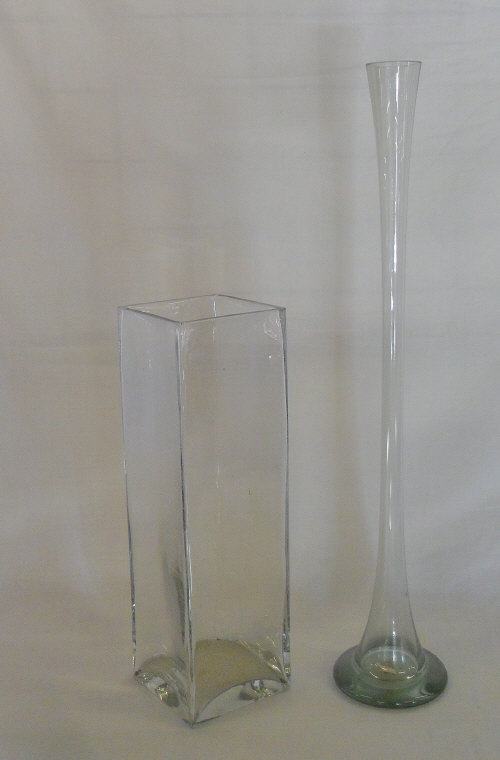 Large stem vase and square glass vase H