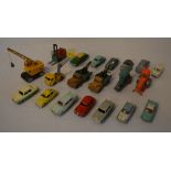 20 Dinky die cast model cars in playworn