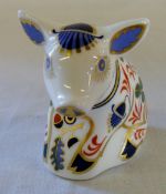 Crown Derby pig with gold stopper