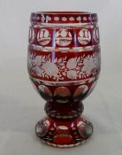 Bohemian ruby red glass goblet