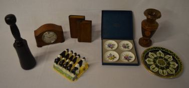 Treen vase, money boxes, Border Fine Art