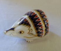 Crown Derby hedgehog with gold stopper