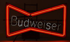 Budweiser bowtie style neon sign with po
