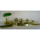 6 brass picture wall lights & a desk lam