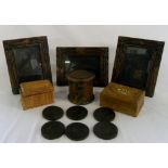 Assorted treen inc photo frames and coas