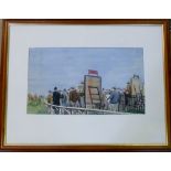 Watercolour of a day at the races signed