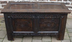 18th century oak coffer with later carvi