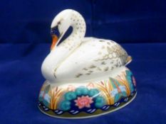 Royal Crown Derby swan with gold stopper