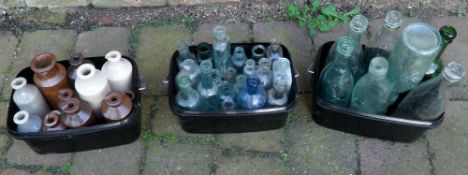 Various glass and stone bottles inc Soul