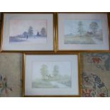 3 watercolours on board by Lincolnshire