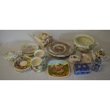 Various ceramics including chamber pot,