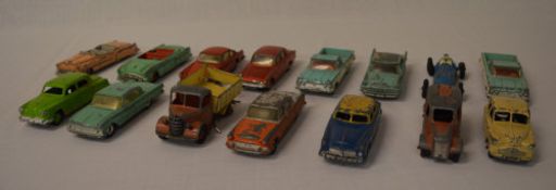 15 Dinky die cast model cars in playworn