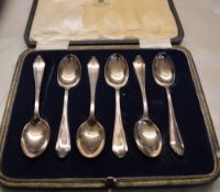Cased set of 6 silver Mappin & Webb teas