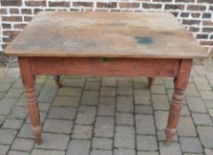 Victorian pine kitchen table with drawer