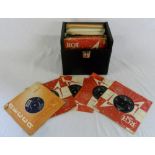 Box of 45 rpm singles inc Elvis & The Ro