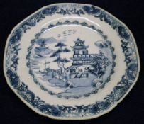 18th century blue & white Chinese plate