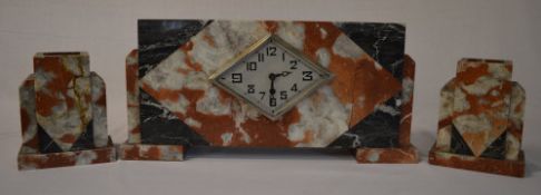 French Art Deco clock garniture