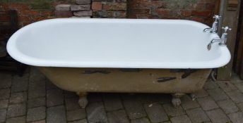 Cast iron roll top bath with 2 ball & cl
