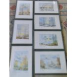 7 prints of French scenes signed in penc