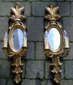 Pair of gilt wood twin branch electric l