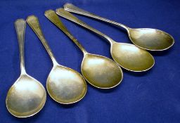 5 silver Art Deco spoons Birmingham 1937