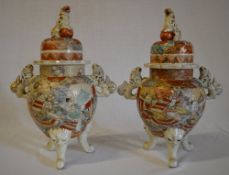 Pair of satsuma style oriental vases (af