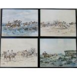 Group of 4 equestrian prints by Enrique