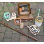 Various items including toilet mirror, s