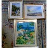 3 framed prints inc 'Mediterranean blue'