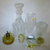 Various glassware including a decanter,