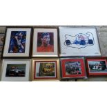 Assorted sport prints inc Formula 1, Ron
