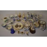 Ceramic figures, collectors plates, rice