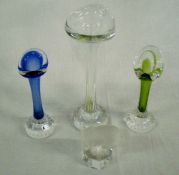 3 Swedish glass specimen vases & a Goebe