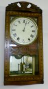 American wall clock with parquetry inlay