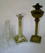 2 part paraffin lamps & 4 glass chimneys