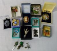 Assorted costume brooches