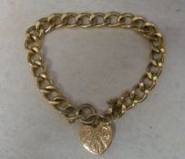 9ct gold link bracelet and padlock total