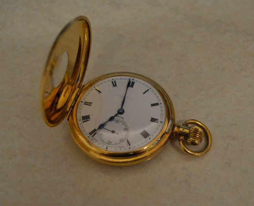 18ct gold half hunter pocket watch, 'Cam