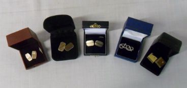 5 sets of cufflinks (some silver)