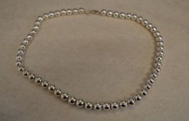 Silver bead necklace marked Tiffany & Co