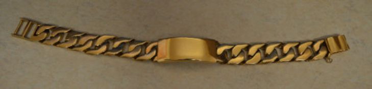 9ct gold gents curb ID bracelet, approx