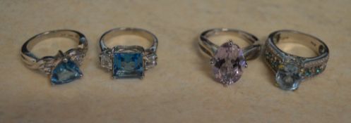 2 silver dress rings & 2 costume rings