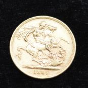 Victorian gold sovereign 1887