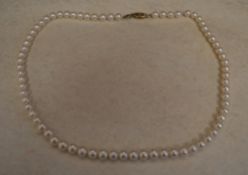 Cultured pearl necklace with a 9ct gold